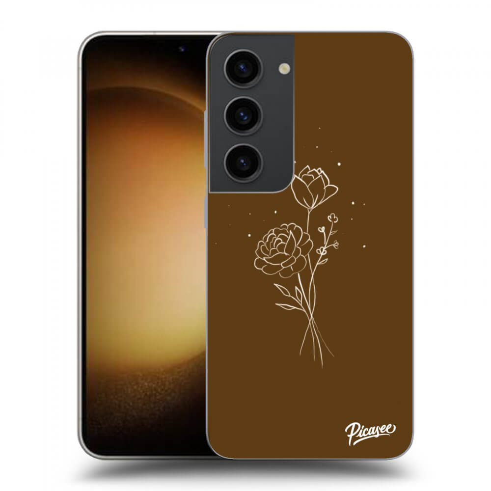 Picasee átlátszó szilikon tok az alábbi mobiltelefonokra Samsung Galaxy S23 5G - Brown flowers