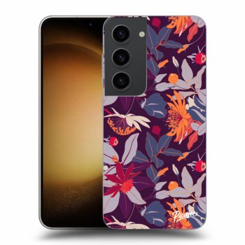 Picasee fekete szilikon tok az alábbi mobiltelefonokra Samsung Galaxy S23 5G - Purple Leaf
