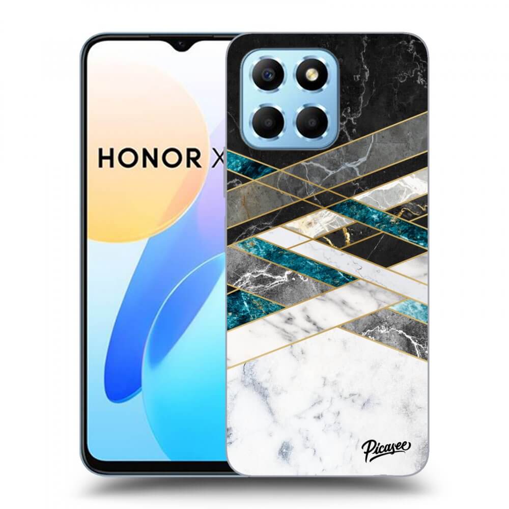 Picasee fekete szilikon tok az alábbi mobiltelefonokra Honor X8 5G - Black & White geometry