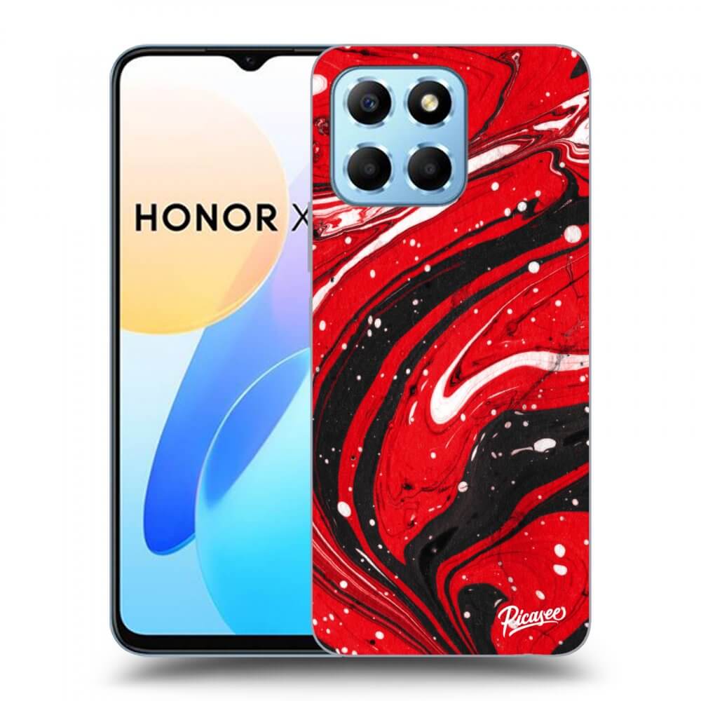 Picasee átlátszó szilikon tok az alábbi mobiltelefonokra Honor X8 5G - Red black