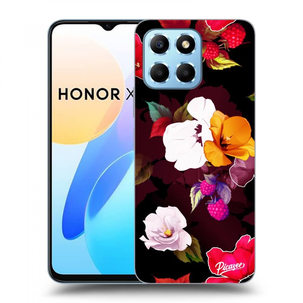 Picasee fekete szilikon tok az alábbi mobiltelefonokra Honor X8 5G - Flowers and Berries
