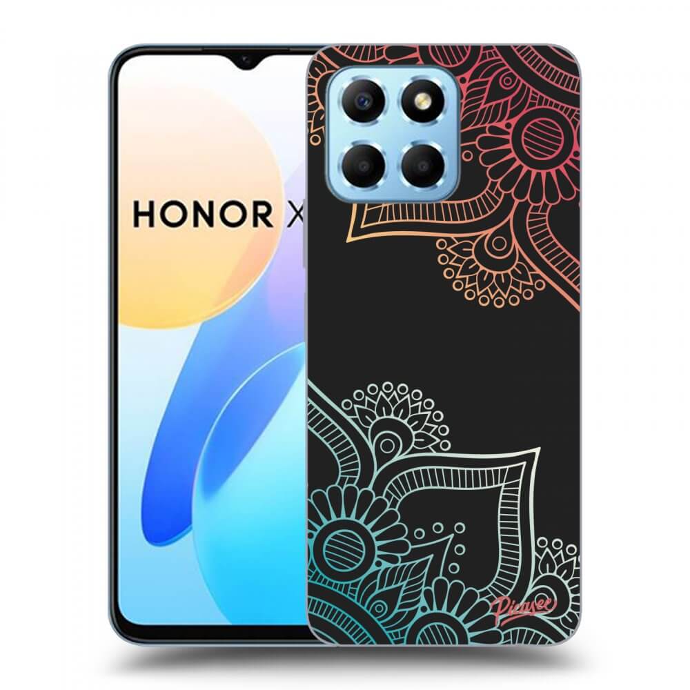 Picasee fekete szilikon tok az alábbi mobiltelefonokra Honor X8 5G - Flowers pattern
