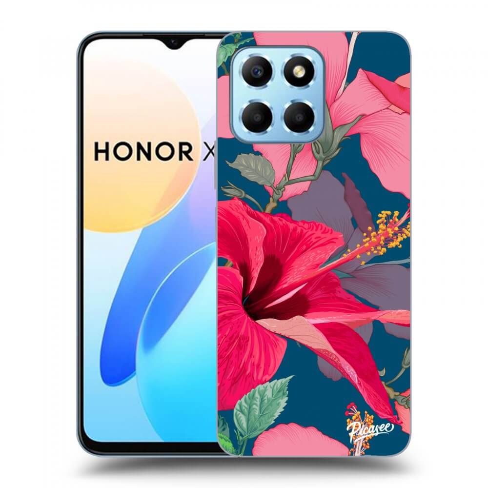 Picasee fekete szilikon tok az alábbi mobiltelefonokra Honor X6 - Hibiscus