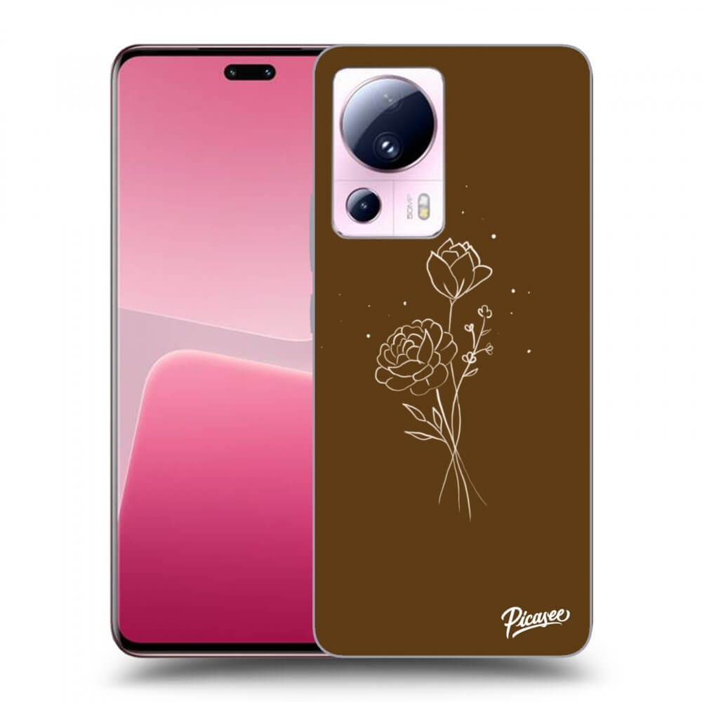 Picasee fekete szilikon tok az alábbi mobiltelefonokra Xiaomi 13 Lite - Brown flowers