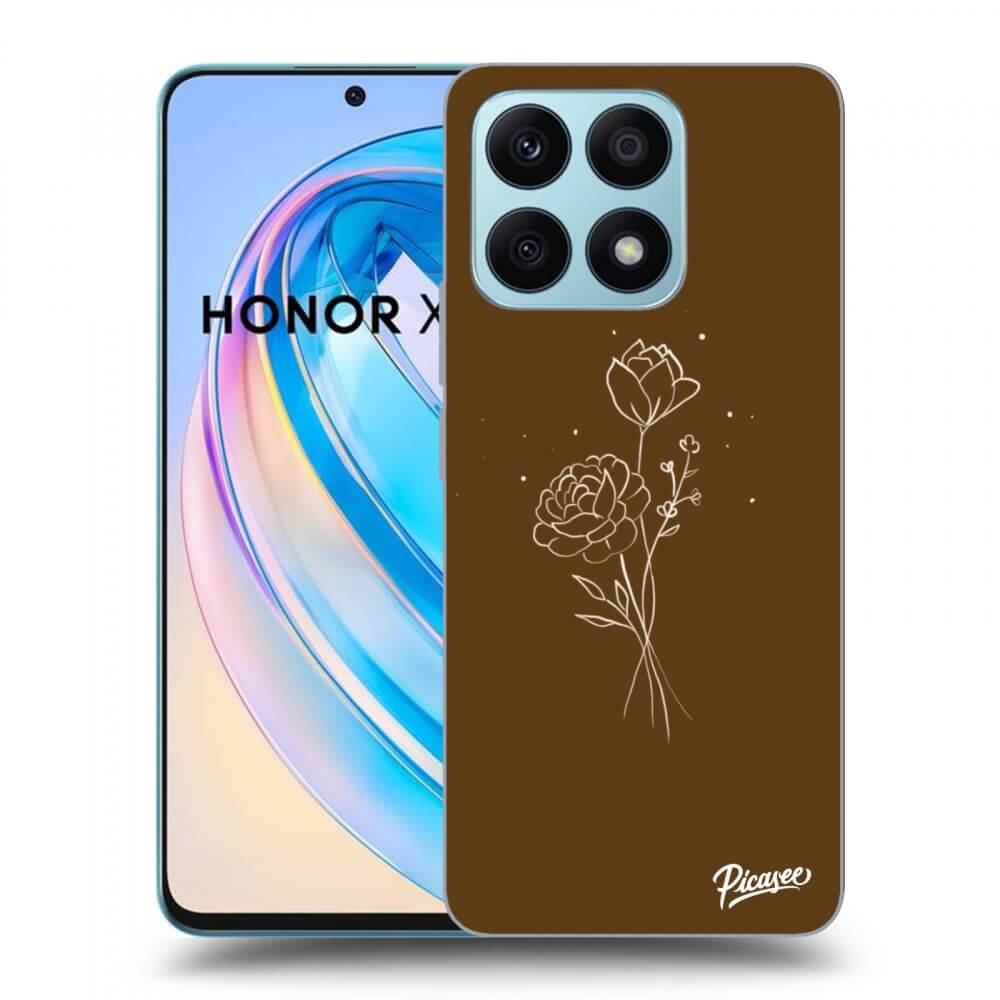 Picasee fekete szilikon tok az alábbi mobiltelefonokra Honor X8a - Brown flowers