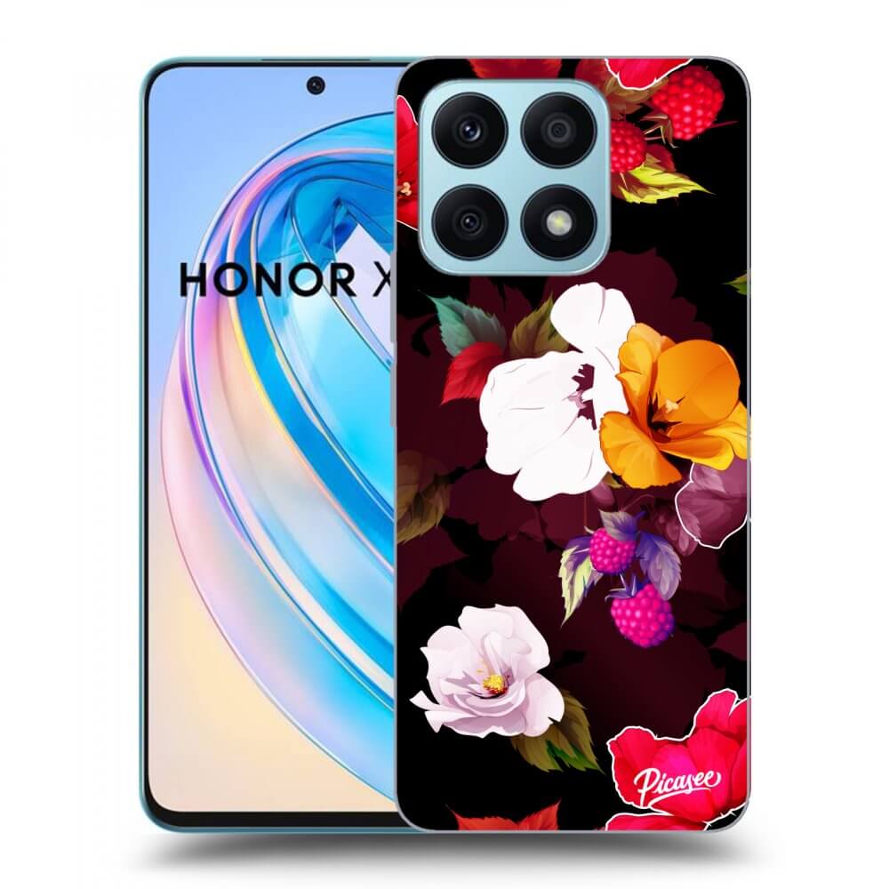 Picasee fekete szilikon tok az alábbi mobiltelefonokra Honor X8a - Flowers and Berries