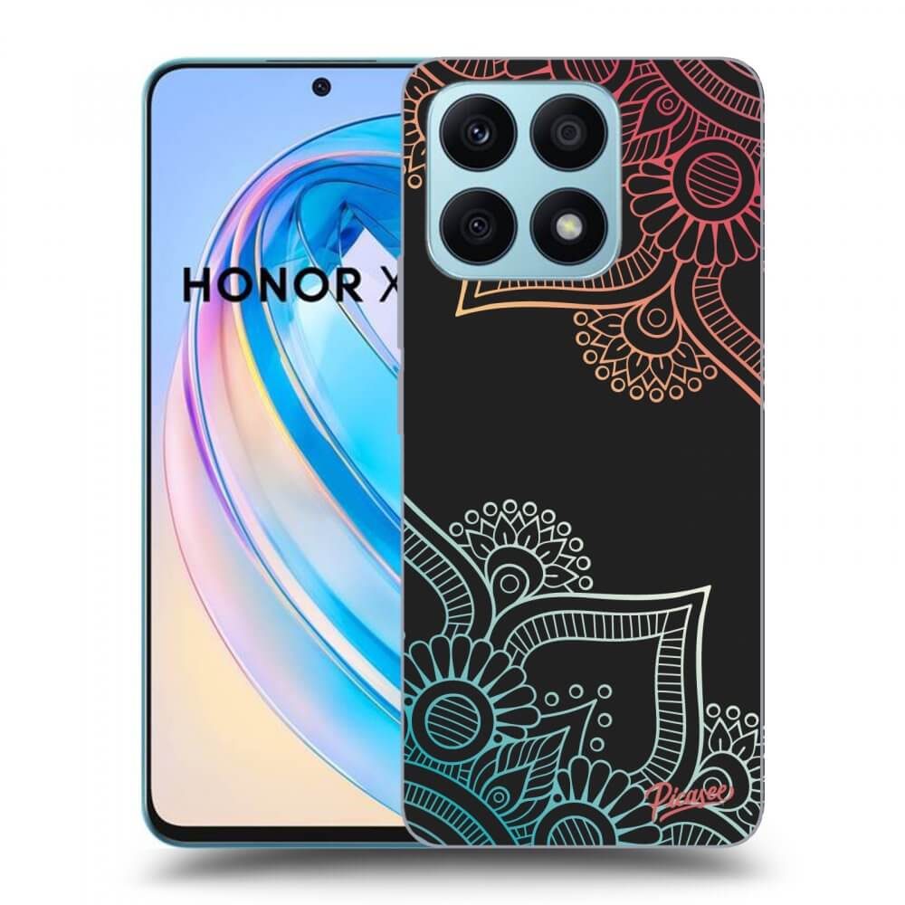 Picasee fekete szilikon tok az alábbi mobiltelefonokra Honor X8a - Flowers pattern