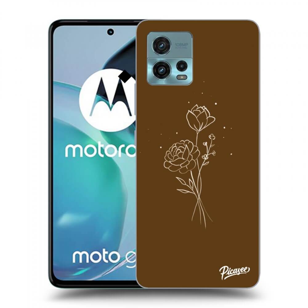 Picasee fekete szilikon tok az alábbi mobiltelefonokra Motorola Moto G72 - Brown flowers