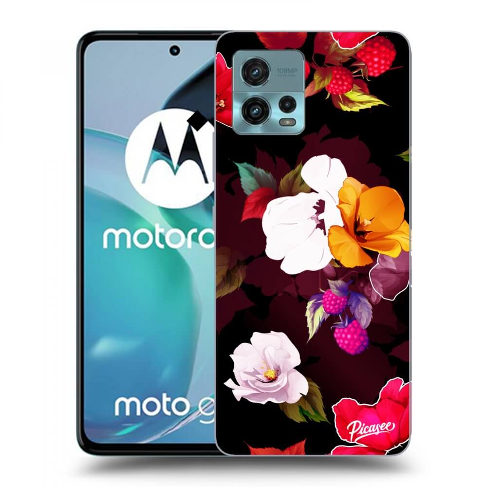 Picasee fekete szilikon tok az alábbi mobiltelefonokra Motorola Moto G72 - Flowers and Berries