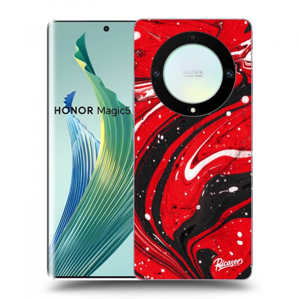 Picasee átlátszó szilikon tok az alábbi mobiltelefonokra Honor Magic5 Lite 5G - Red black