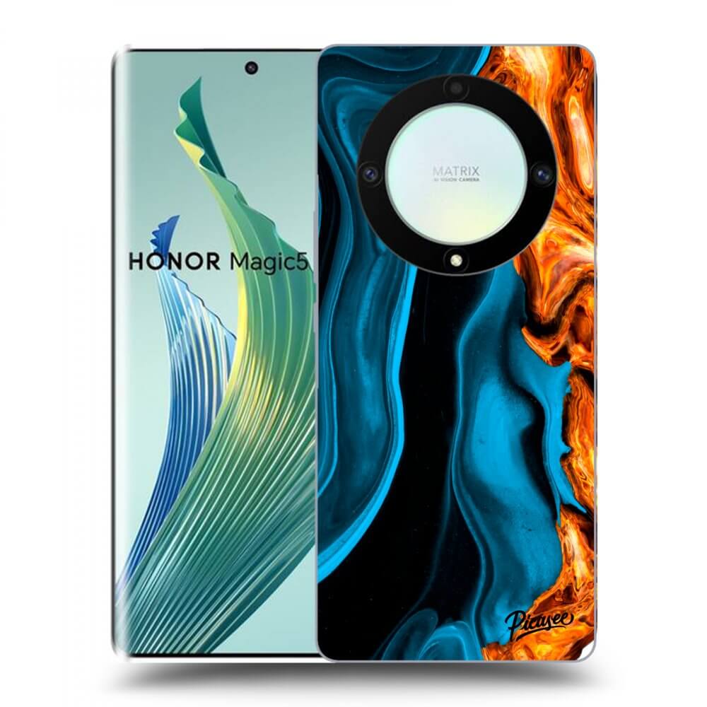 Picasee fekete szilikon tok az alábbi mobiltelefonokra Honor Magic5 Lite 5G - Gold blue