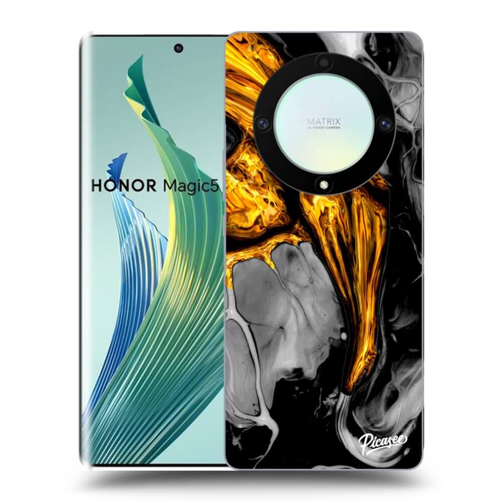 Picasee átlátszó szilikon tok az alábbi mobiltelefonokra Honor Magic5 Lite 5G - Black Gold