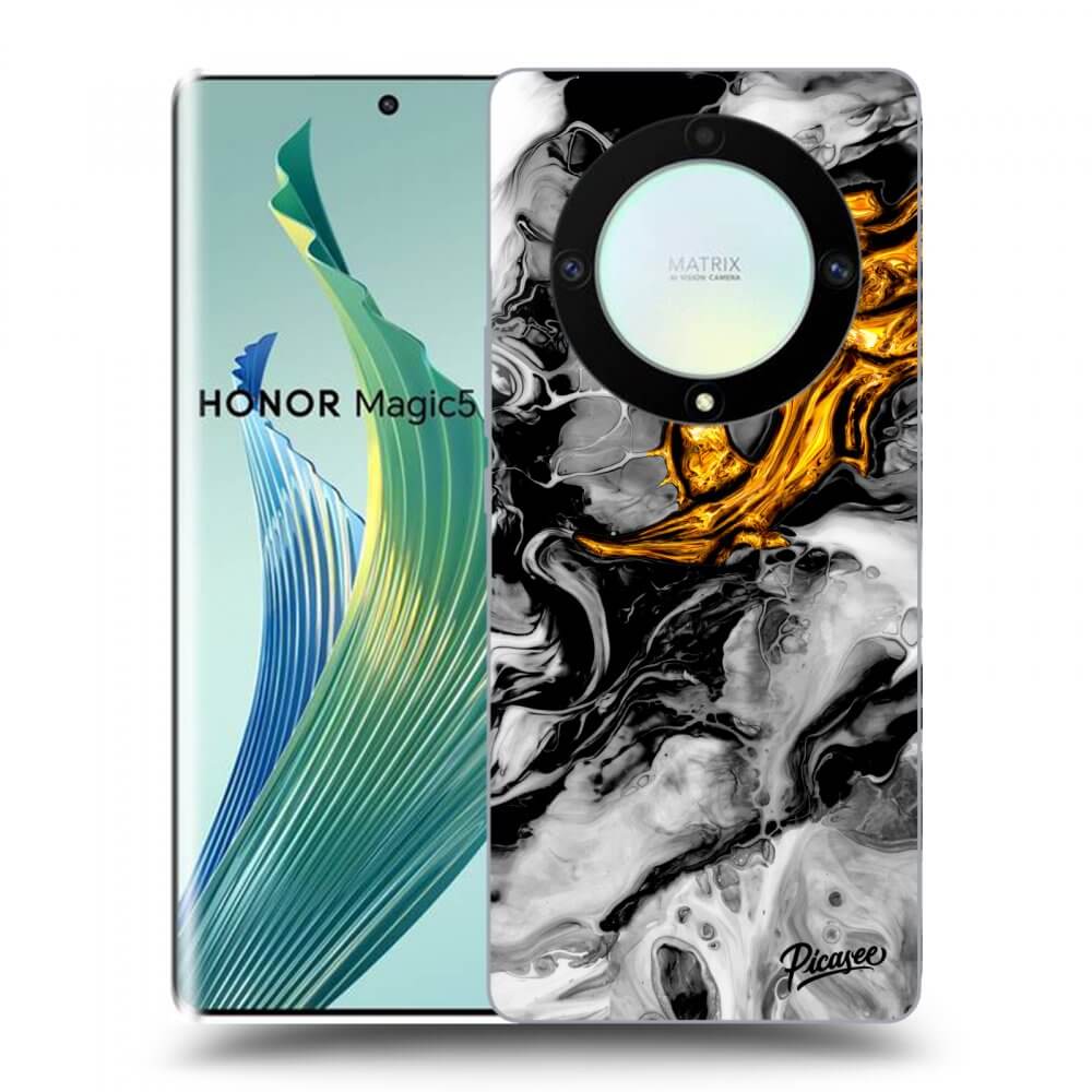 Picasee átlátszó szilikon tok az alábbi mobiltelefonokra Honor Magic5 Lite 5G - Black Gold 2