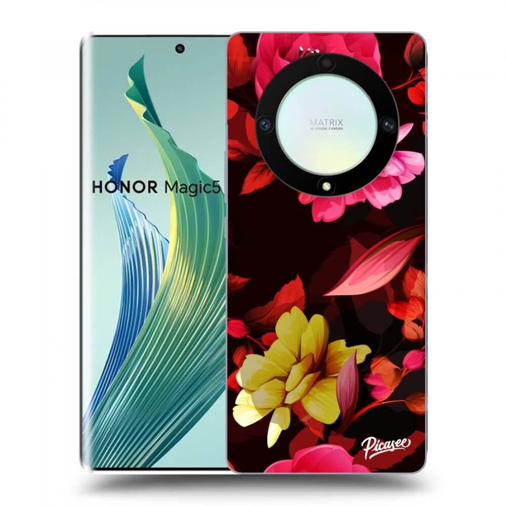 Picasee fekete szilikon tok az alábbi mobiltelefonokra Honor Magic5 Lite 5G - Dark Peonny