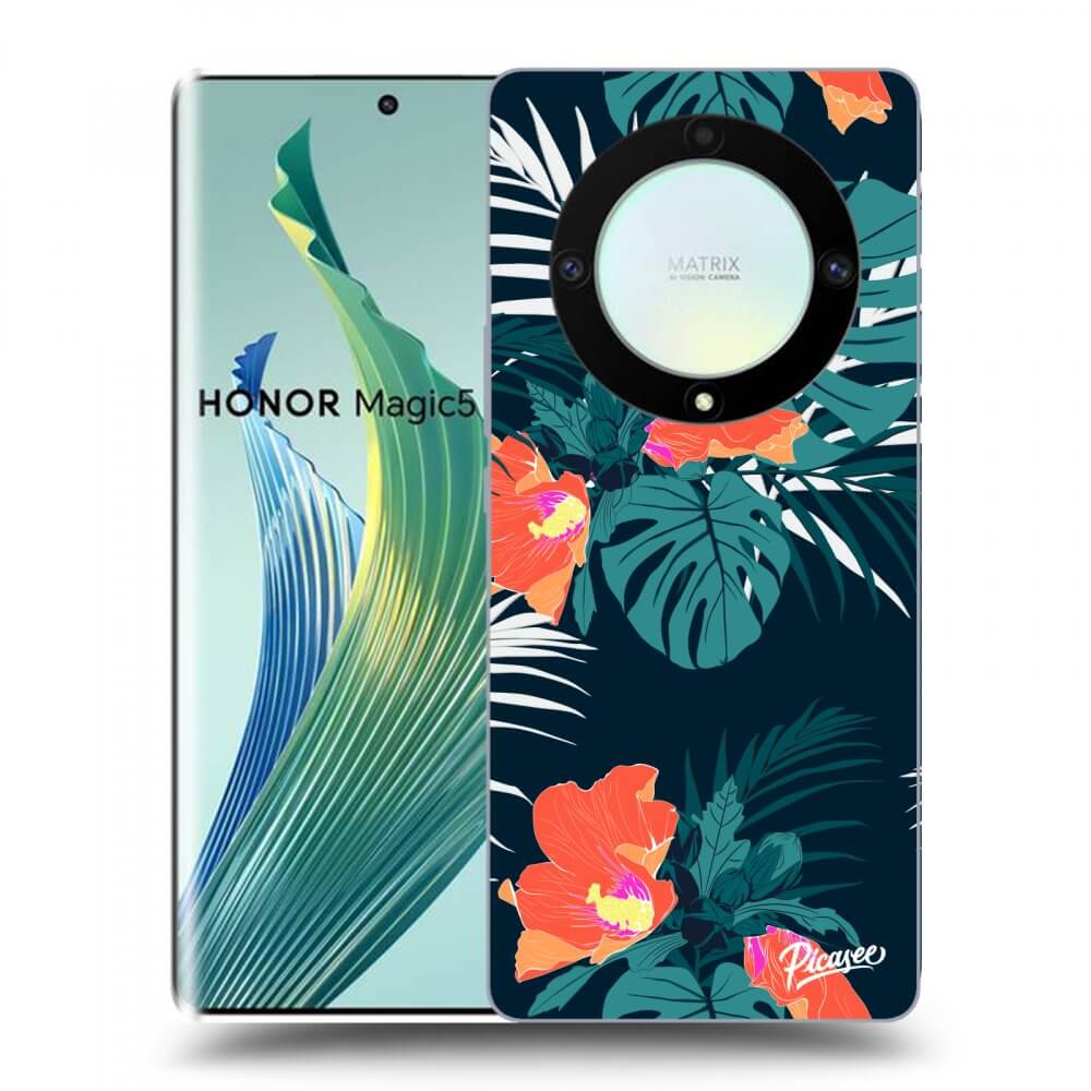 Picasee fekete szilikon tok az alábbi mobiltelefonokra Honor Magic5 Lite 5G - Monstera Color