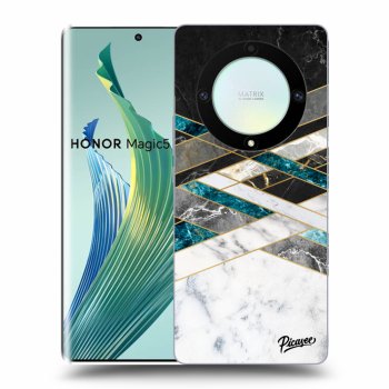 Picasee fekete szilikon tok az alábbi mobiltelefonokra Honor Magic5 Lite 5G - Black & White geometry