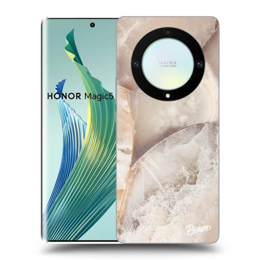 Picasee fekete szilikon tok az alábbi mobiltelefonokra Honor Magic5 Lite 5G - Cream marble