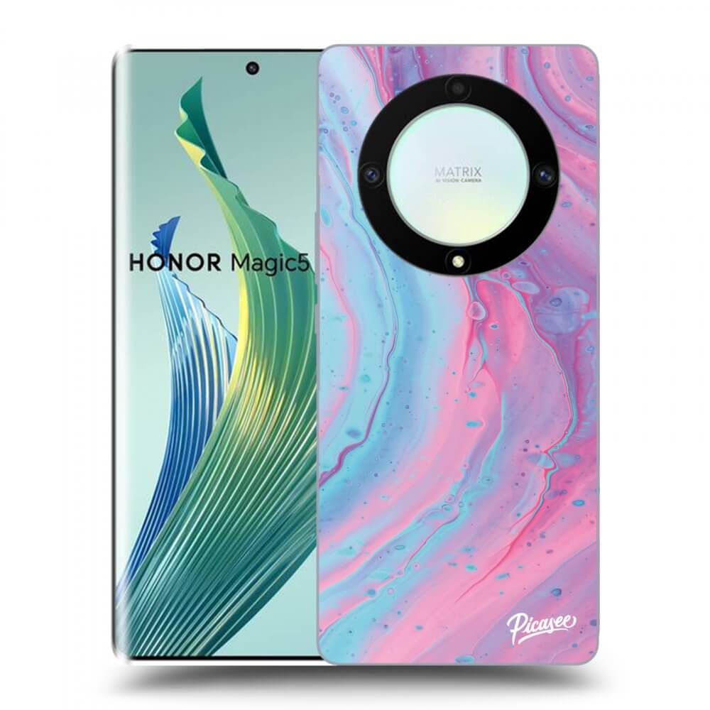 Picasee fekete szilikon tok az alábbi mobiltelefonokra Honor Magic5 Lite 5G - Pink liquid