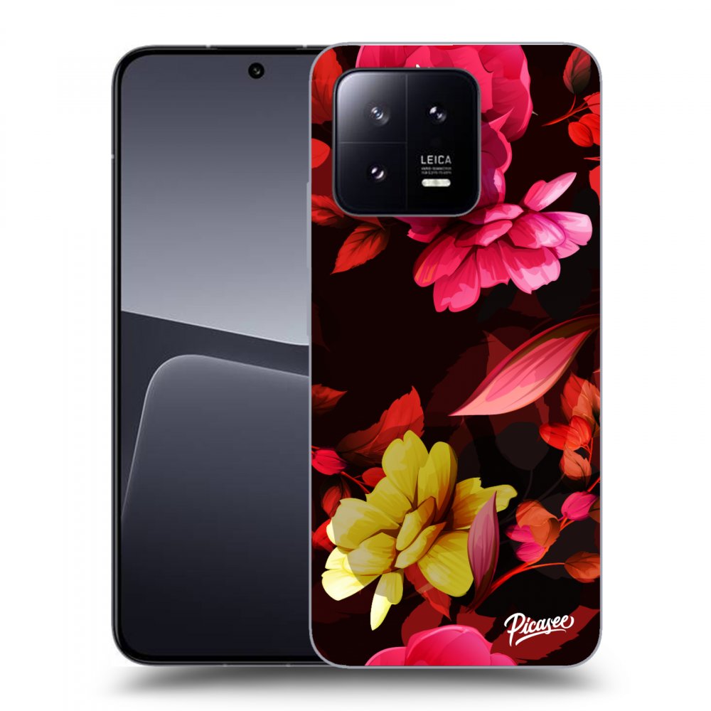 Picasee fekete szilikon tok az alábbi mobiltelefonokra Xiaomi 13 - Dark Peonny