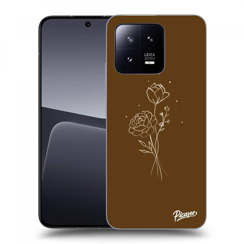 Picasee fekete szilikon tok az alábbi mobiltelefonokra Xiaomi 13 Pro - Brown flowers