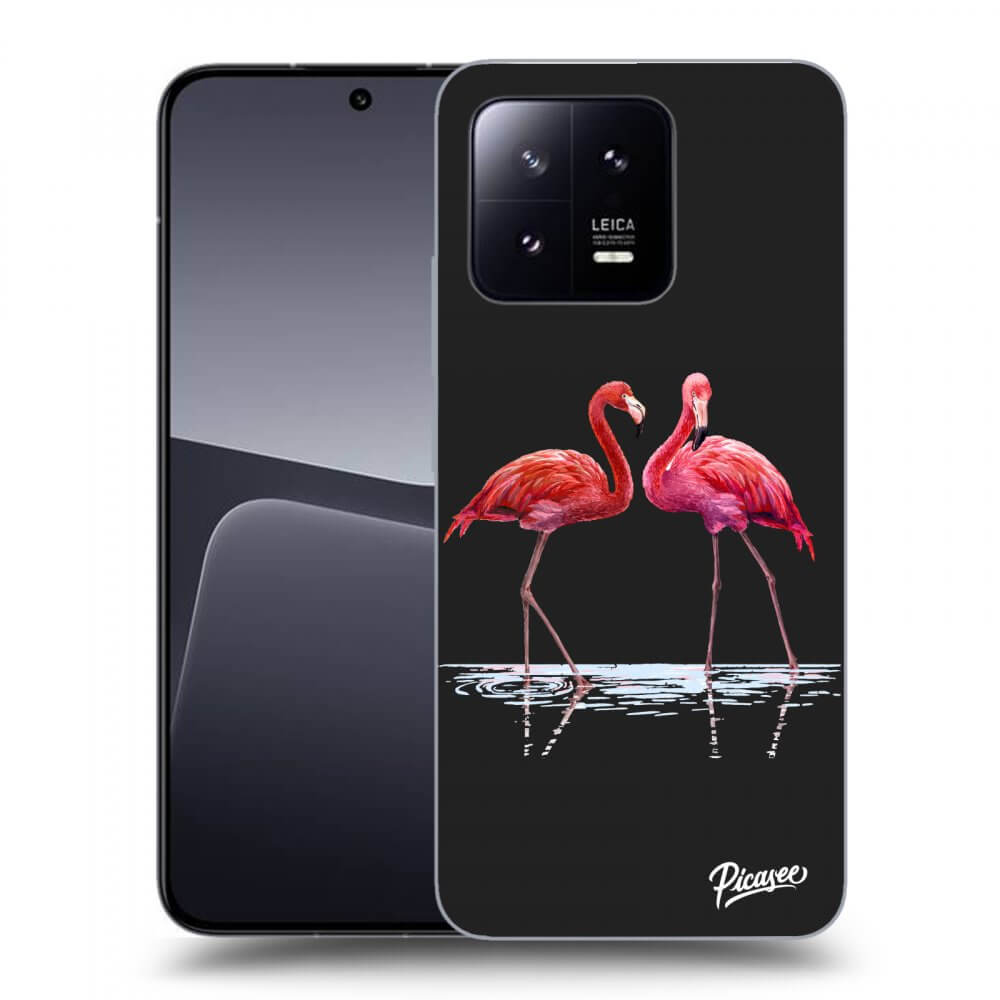 Picasee fekete szilikon tok az alábbi mobiltelefonokra Xiaomi 13 Pro - Flamingos couple
