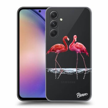 Picasee átlátszó szilikon tok az alábbi mobiltelefonokra Samsung Galaxy A54 5G - Flamingos couple