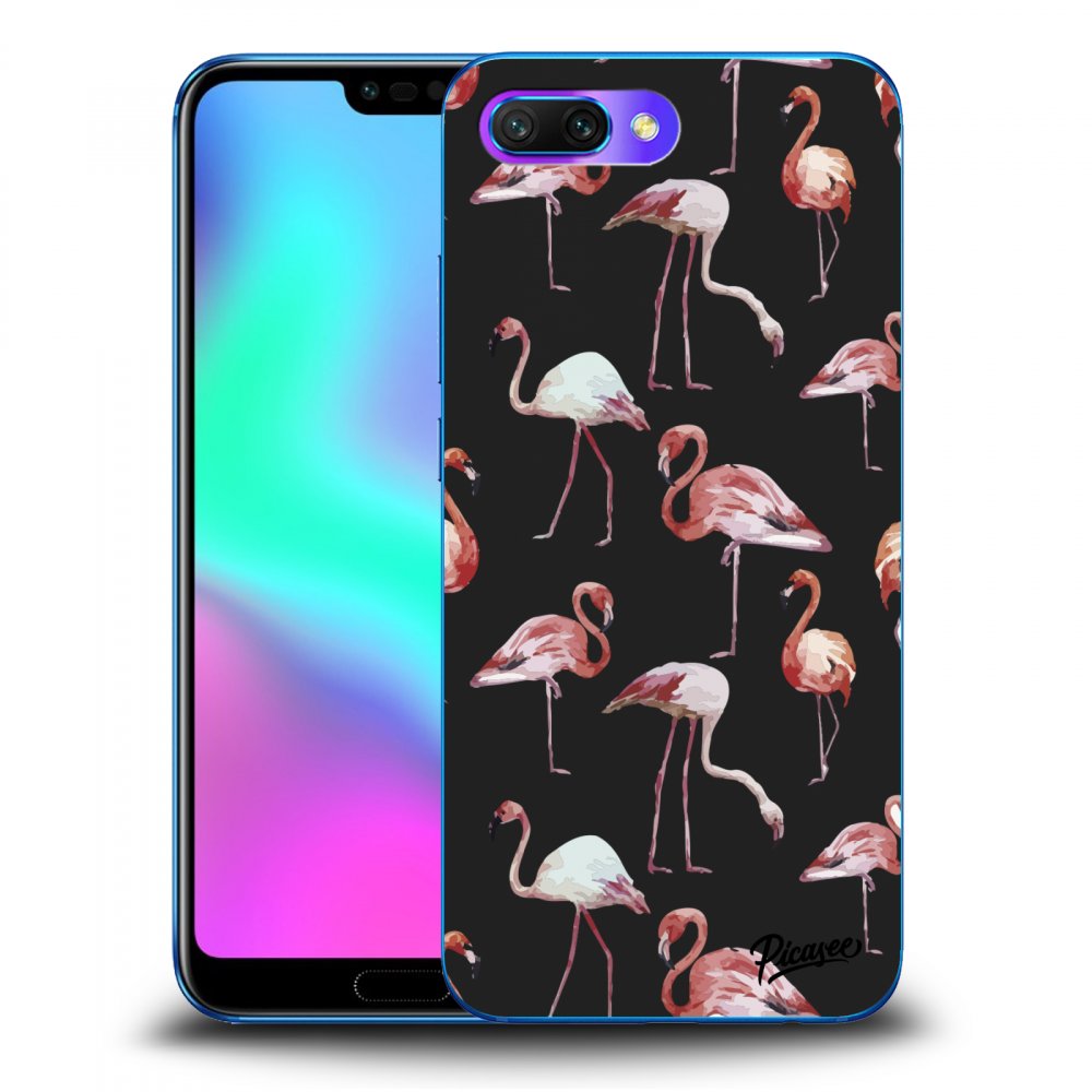 Picasee fekete szilikon tok az alábbi mobiltelefonokra Honor 10 - Flamingos