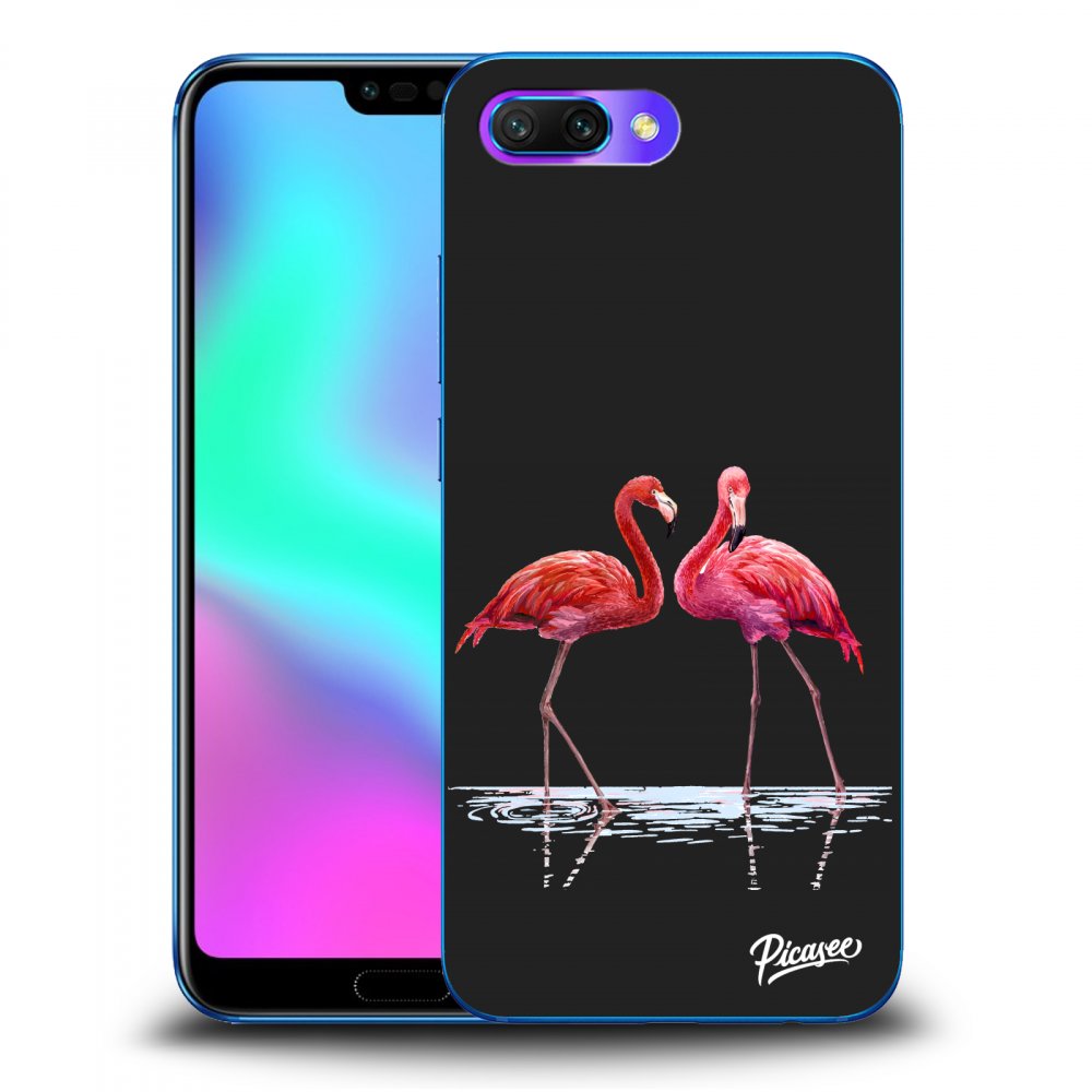 Picasee fekete szilikon tok az alábbi mobiltelefonokra Honor 10 - Flamingos couple