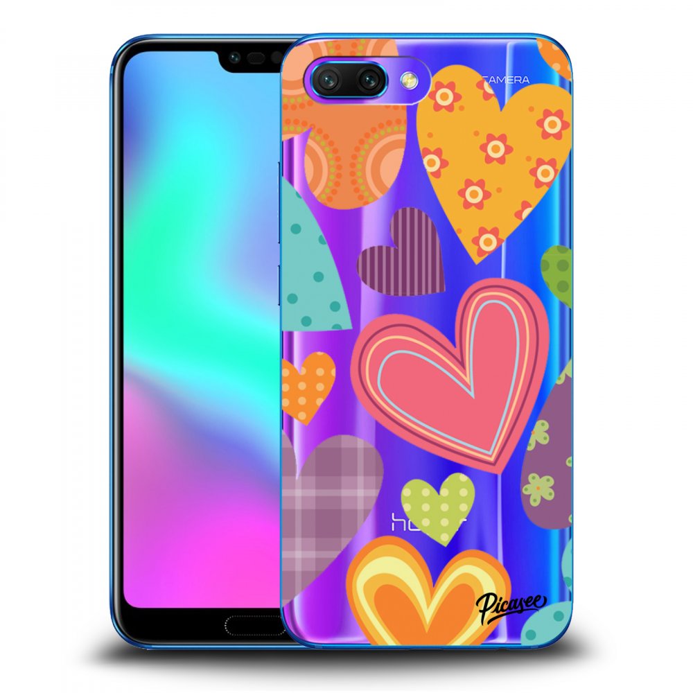 Picasee átlátszó szilikon tok az alábbi mobiltelefonokra Honor 10 - Colored heart