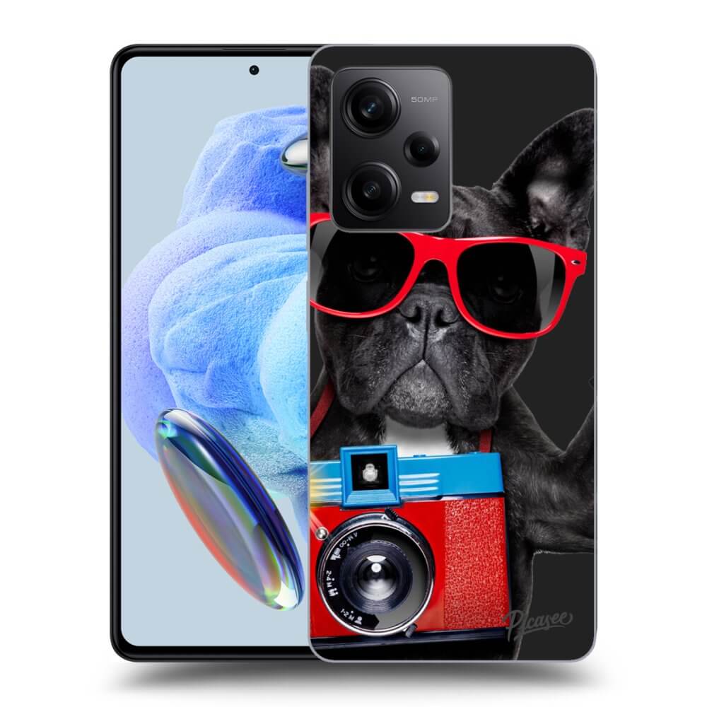 Picasee fekete szilikon tok az alábbi mobiltelefonokra Xiaomi Redmi Note 12 5G - French Bulldog