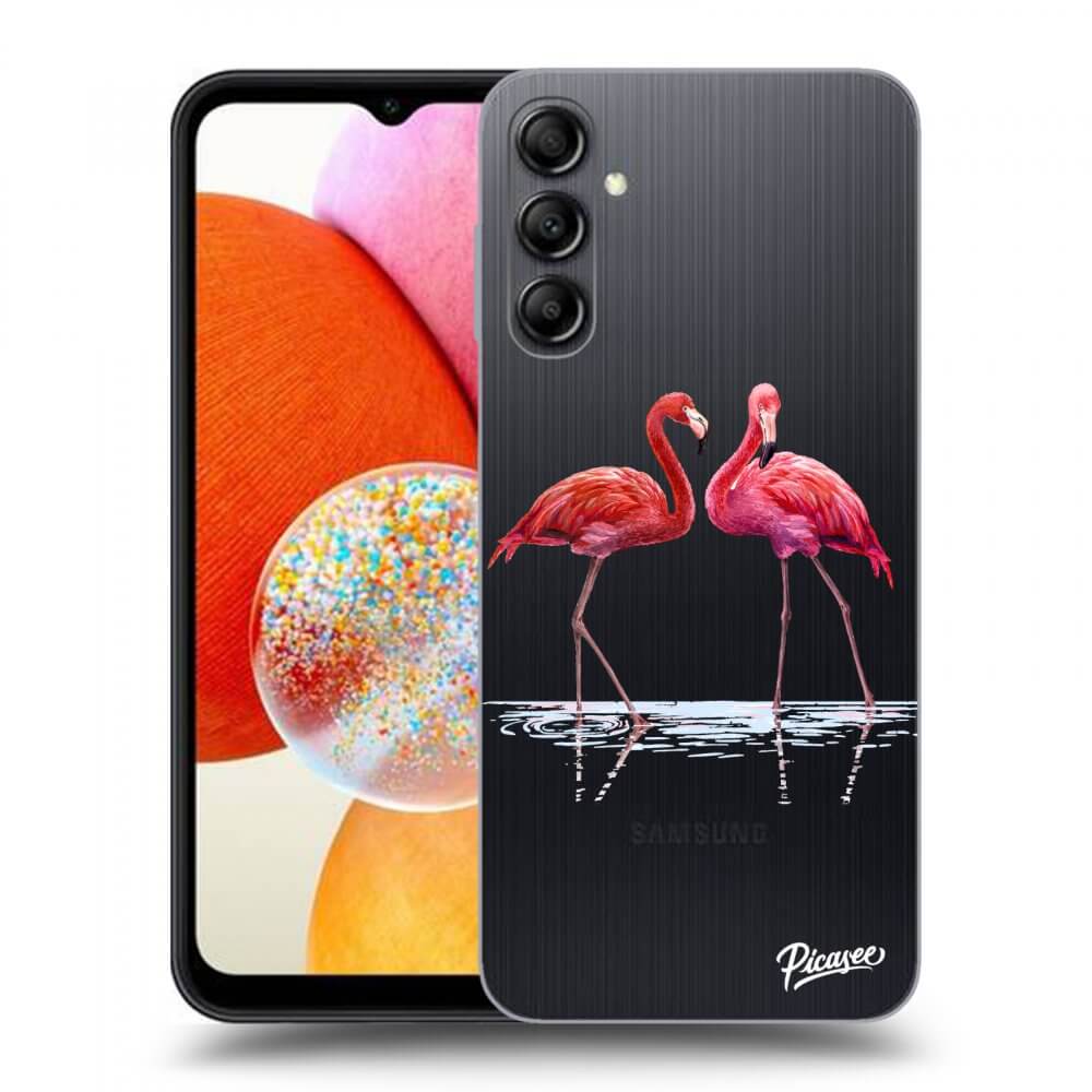Picasee átlátszó szilikon tok az alábbi mobiltelefonokra Samsung Galaxy A14 5G A146P - Flamingos couple