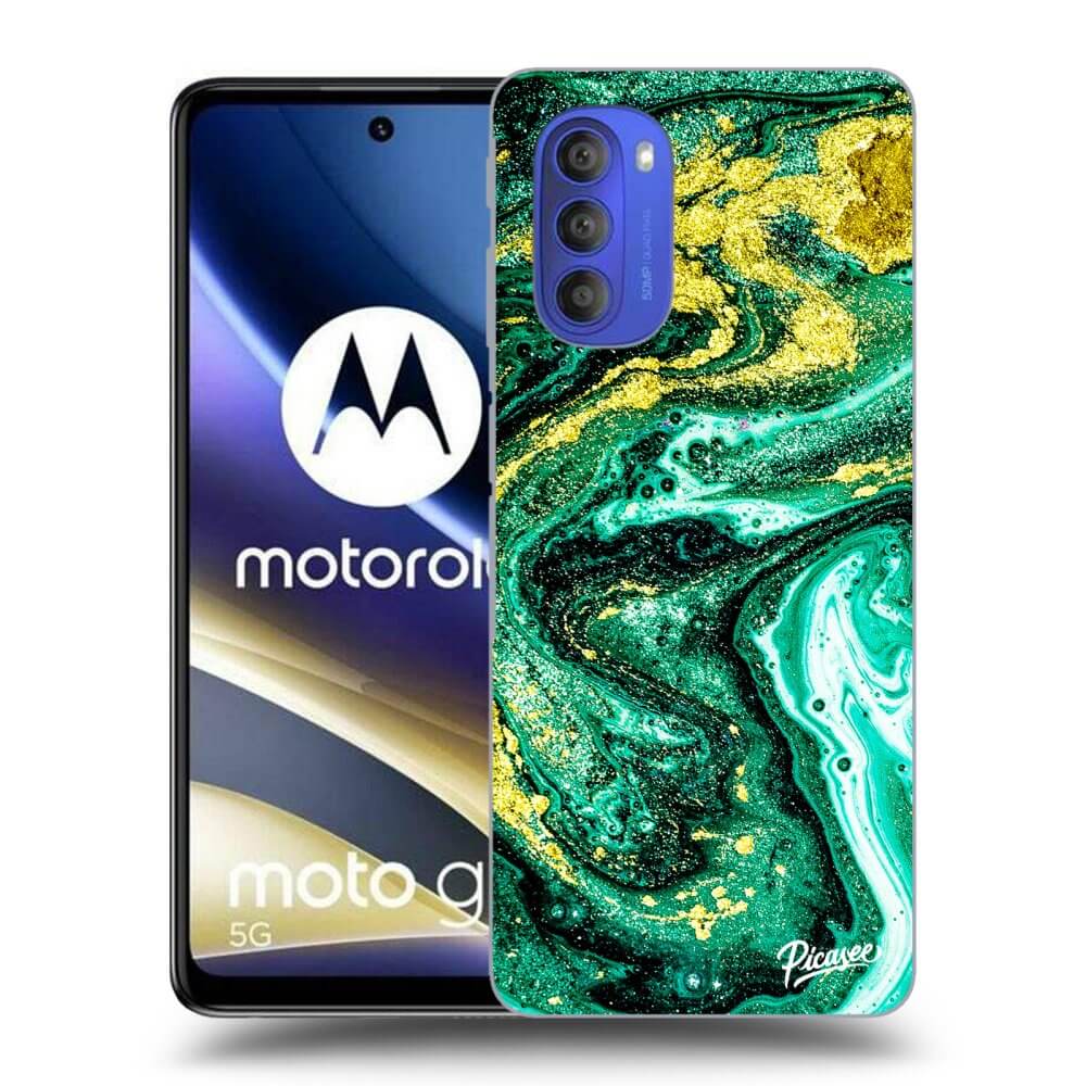 Picasee fekete szilikon tok az alábbi mobiltelefonokra Motorola Moto G51 - Green Gold