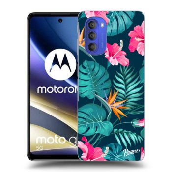 Picasee fekete szilikon tok az alábbi mobiltelefonokra Motorola Moto G51 - Pink Monstera