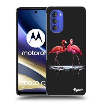 Picasee fekete szilikon tok az alábbi mobiltelefonokra Motorola Moto G51 - Flamingos couple
