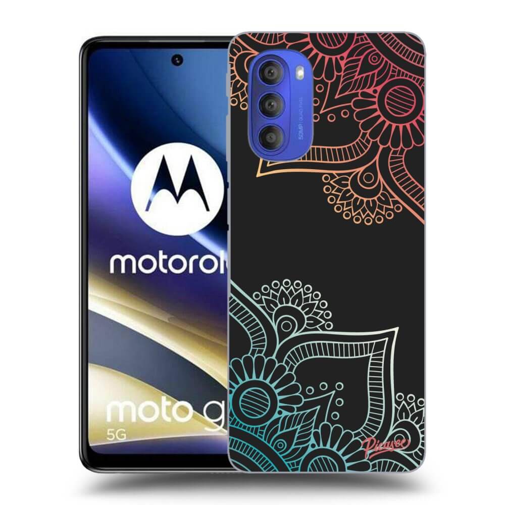 Picasee fekete szilikon tok az alábbi mobiltelefonokra Motorola Moto G51 - Flowers pattern