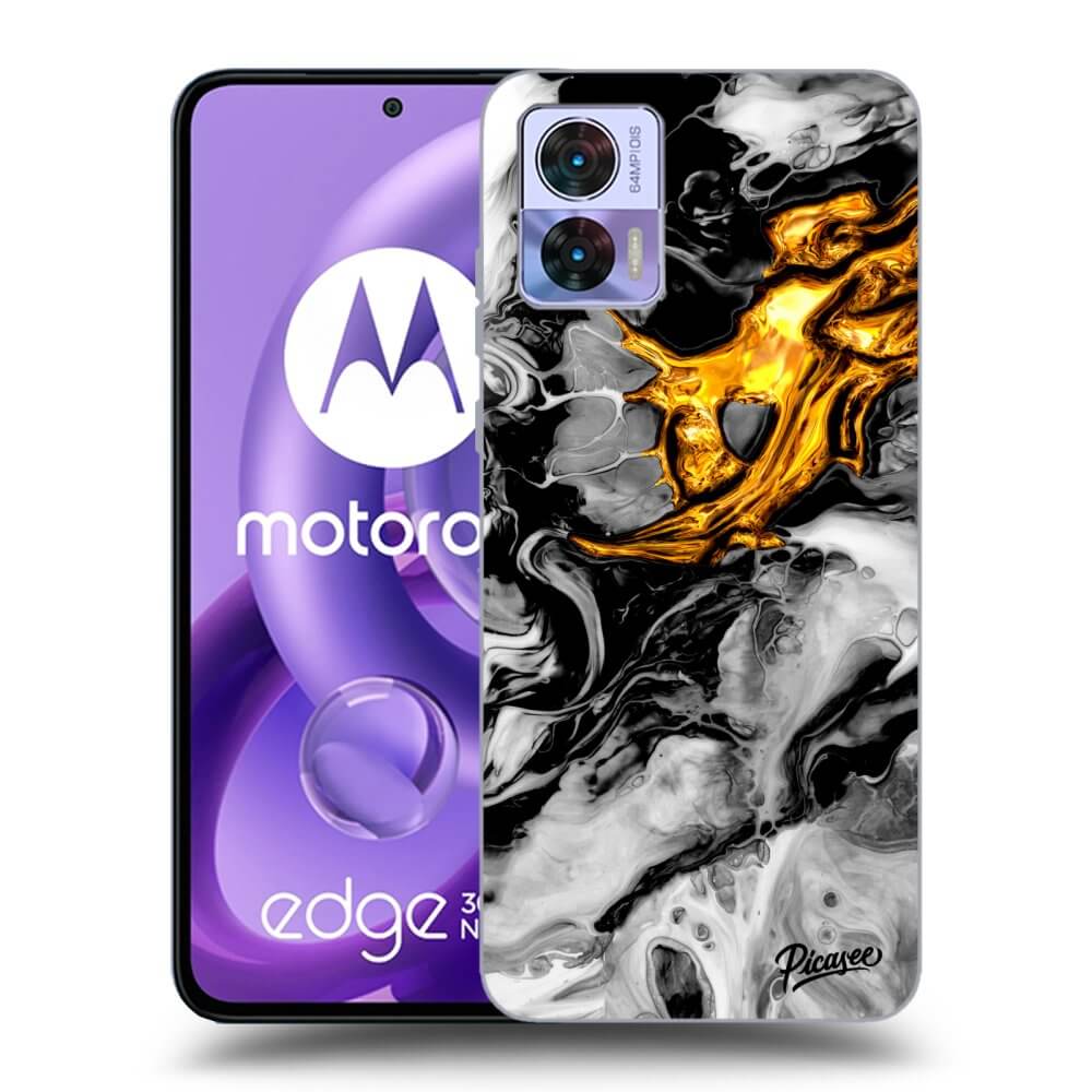 Picasee fekete szilikon tok az alábbi mobiltelefonokra Motorola Edge 30 Neo - Black Gold 2