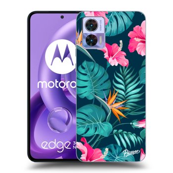 Picasee fekete szilikon tok az alábbi mobiltelefonokra Motorola Edge 30 Neo - Pink Monstera