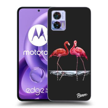 Picasee fekete szilikon tok az alábbi mobiltelefonokra Motorola Edge 30 Neo - Flamingos couple