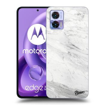 Picasee fekete szilikon tok az alábbi mobiltelefonokra Motorola Edge 30 Neo - White marble