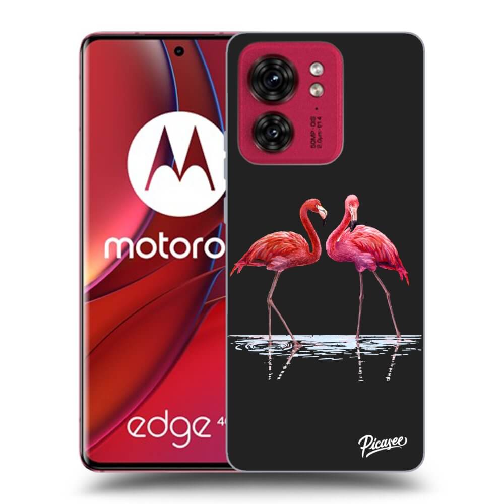 Picasee fekete szilikon tok az alábbi mobiltelefonokra Motorola Edge 40 - Flamingos couple