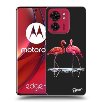 Picasee fekete szilikon tok az alábbi mobiltelefonokra Motorola Edge 40 - Flamingos couple