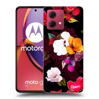 Picasee fekete szilikon tok az alábbi mobiltelefonokra Motorola Moto G84 5G - Flowers and Berries