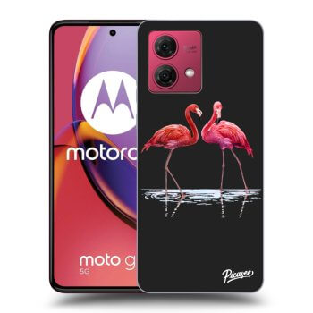 Picasee fekete szilikon tok az alábbi mobiltelefonokra Motorola Moto G84 5G - Flamingos couple