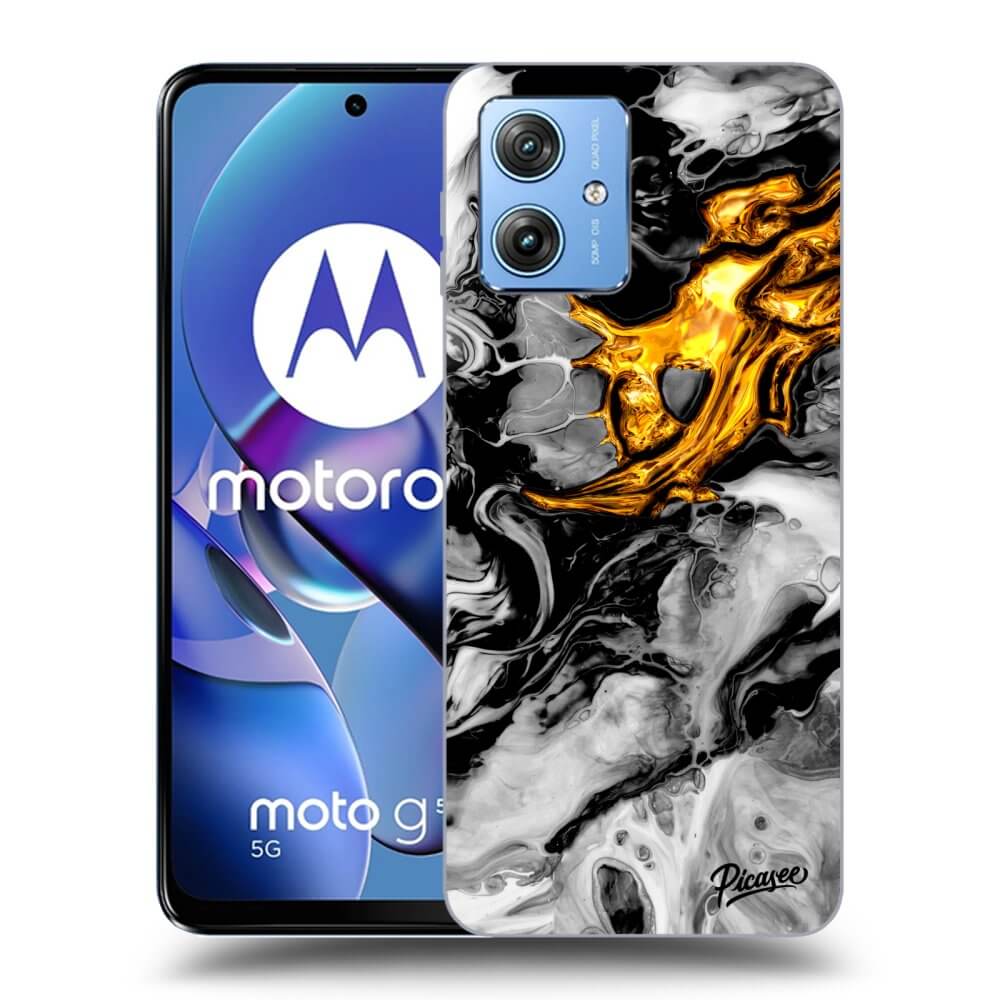Picasee fekete szilikon tok az alábbi mobiltelefonokra Motorola Moto G54 5G - Black Gold 2