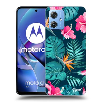 Picasee fekete szilikon tok az alábbi mobiltelefonokra Motorola Moto G54 5G - Pink Monstera