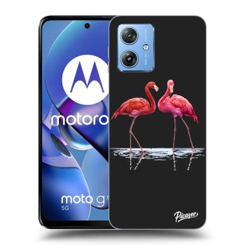 Picasee fekete szilikon tok az alábbi mobiltelefonokra Motorola Moto G54 5G - Flamingos couple