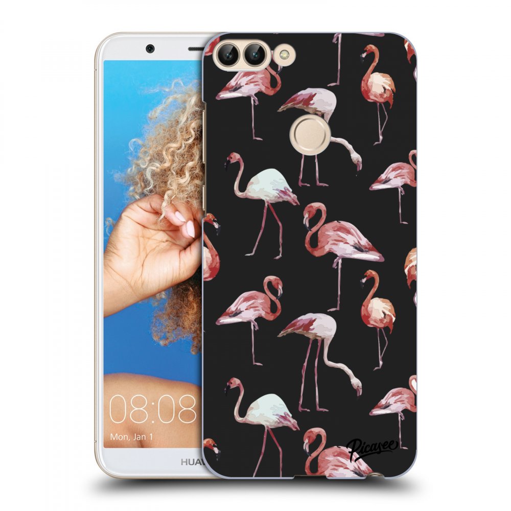 Picasee fekete szilikon tok az alábbi mobiltelefonokra Huawei P Smart - Flamingos