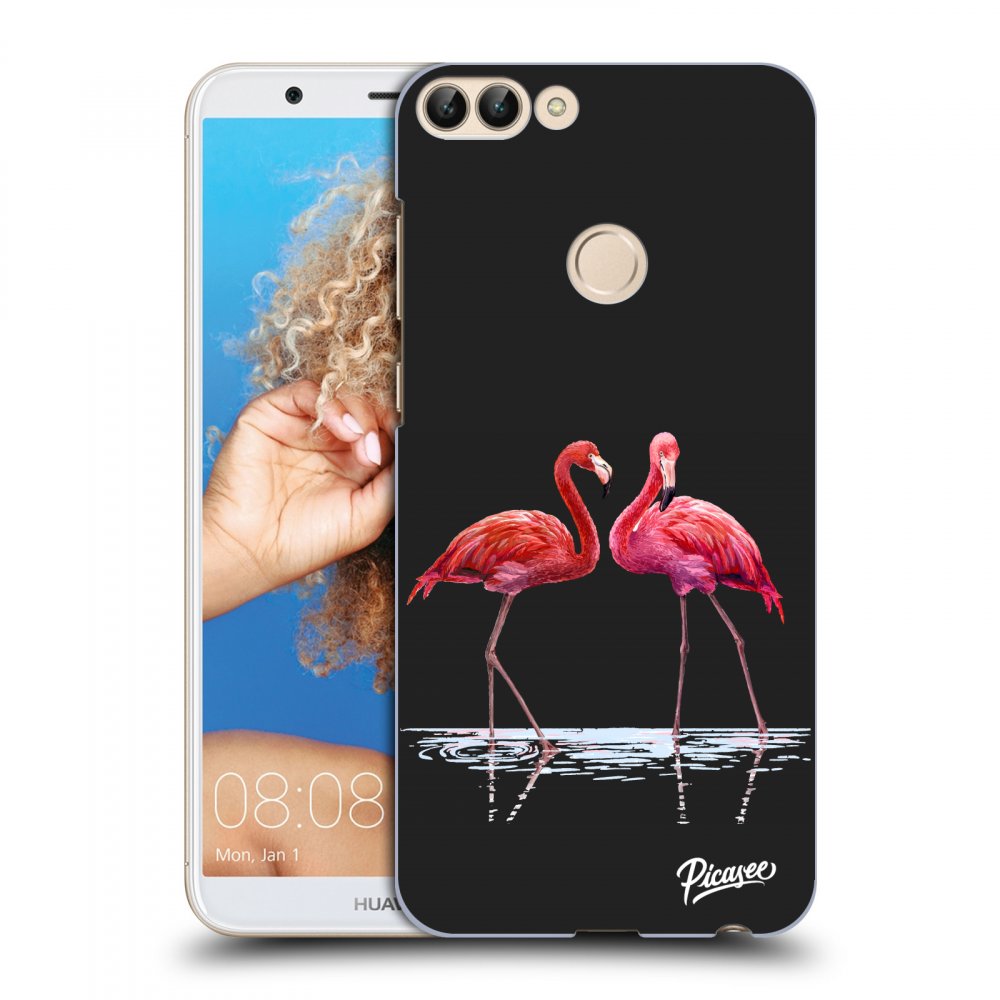 Picasee fekete szilikon tok az alábbi mobiltelefonokra Huawei P Smart - Flamingos couple