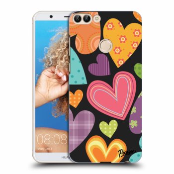 Picasee fekete szilikon tok az alábbi mobiltelefonokra Huawei P Smart - Colored heart