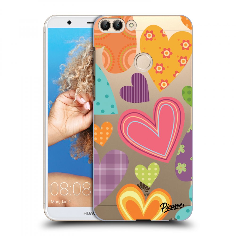 Picasee átlátszó szilikon tok az alábbi mobiltelefonokra Huawei P Smart - Colored heart